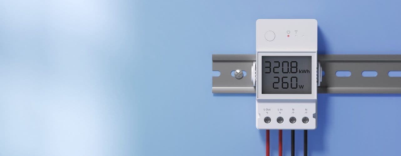 Smart power meter display showing energy consumption monitoring